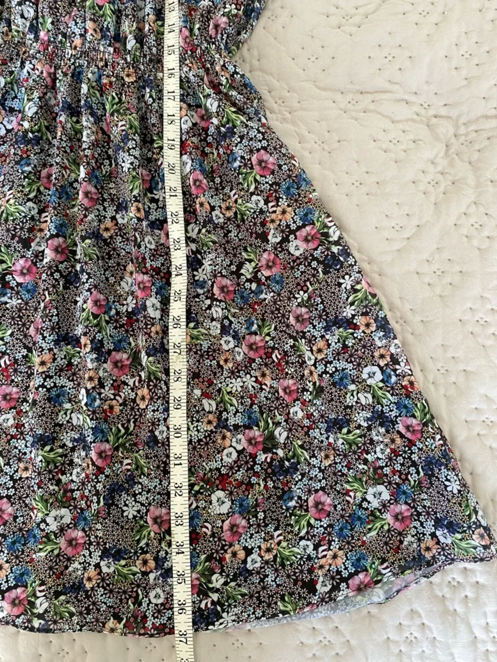 H&M Mulitcolour Floral Chiffon Sleeveless A-Line Dress Size 8 - Picture 15 of 15